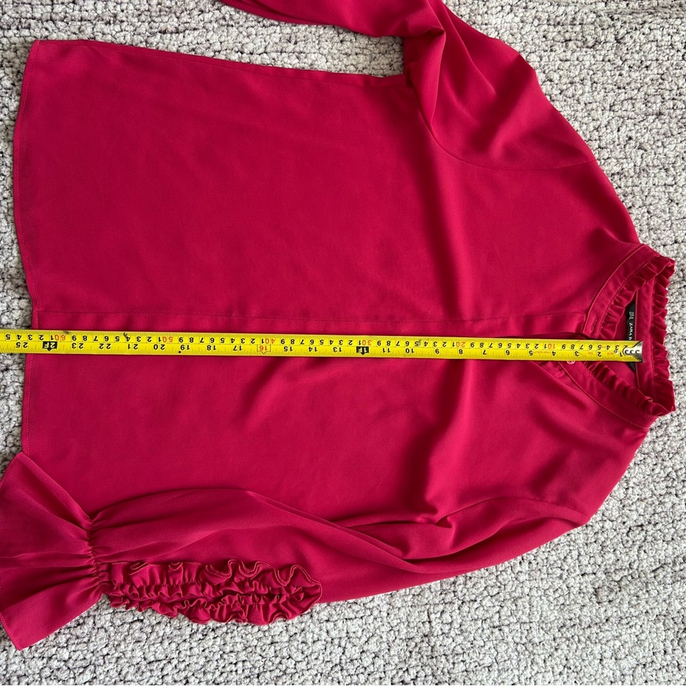 Zara Fuchsia Ruffle Sleeve Button down  Blouse - Picture 10 of 10